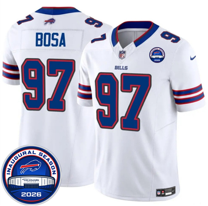 Men's Buffalo Bills #97 Joey Bosa White F.U.S.E. 2026 Inaugural Season at Highmark Stadium Stitched Football Jersey